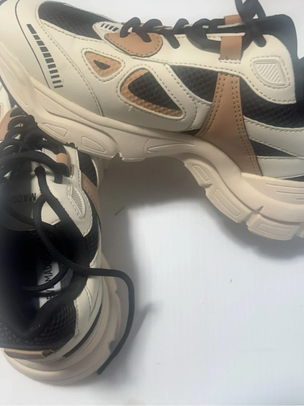 Steve Madden Women’s Black, Cream & Tan Chunky Sneakers